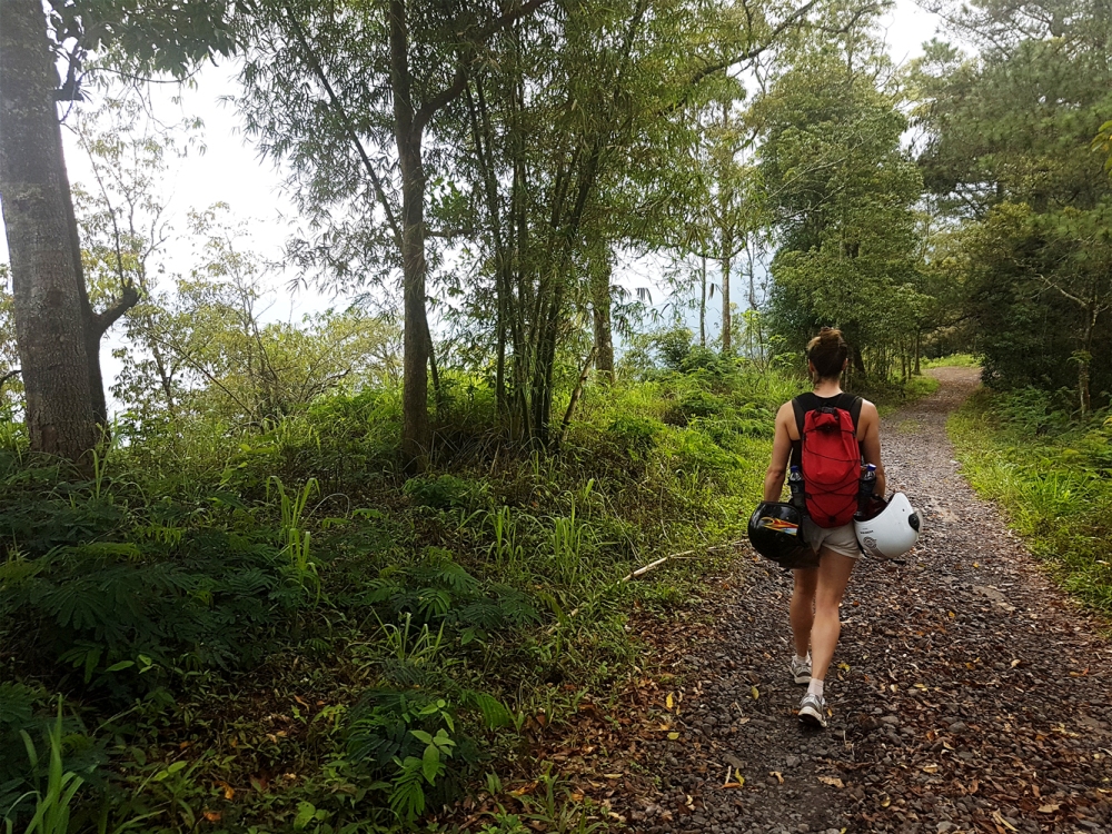 Walking along track on Mount Abang